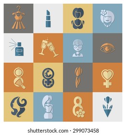 Design Elements for International Womens Day March 8, Icons. Vector