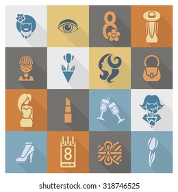 Design Elements for International Womens Day March 8, Icons. Vector