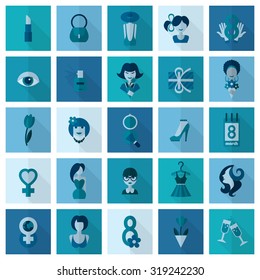 Design Elements for International Womens Day March 8, Icons. Vector
