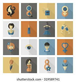 Design Elements for International Womens Day March 8, Icons. Vector