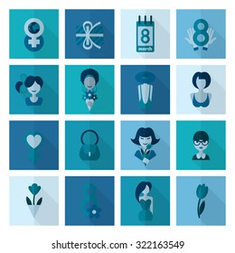 Design Elements for International Womens Day March 8, Icons. Vector