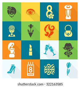 Design Elements for International Womens Day March 8, Icons. Vector