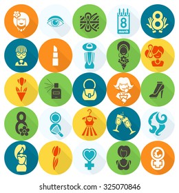 Design Elements for International Womens Day March 8, Icons. Vector