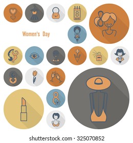 Design Elements for International Womens Day March 8, Icons. Vector