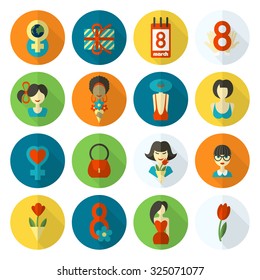 Design Elements for International Womens Day March 8, Icons. Vector