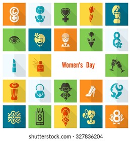 Design Elements for International Womens Day March 8, Icons. Vector