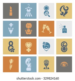 Design Elements for International Womens Day March 8, Icons. Vector