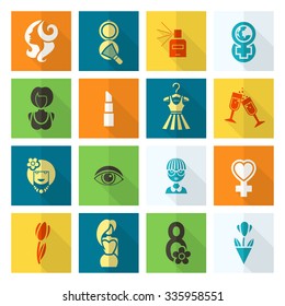 Design Elements for International Womens Day March 8, Icons. Vector