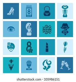 Design Elements for International Womens Day March 8, Icons. Vector