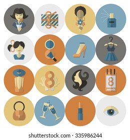 Design Elements for International Womens Day March 8, Icons. Vector