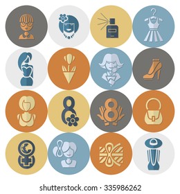 Design Elements for International Womens Day March 8, Icons. Vector