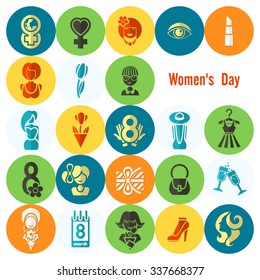 Design Elements for International Womens Day March 8, Icons. Vector