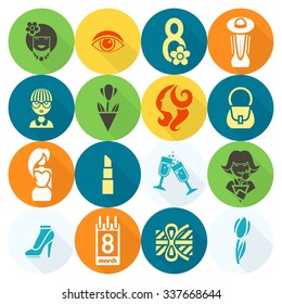 Design Elements for International Womens Day March 8, Icons. Vector