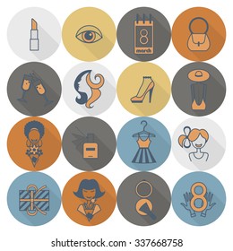 Design Elements for International Womens Day March 8, Icons. Vector