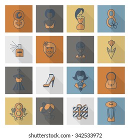 Design Elements for International Womens Day March 8, Icons. Vector