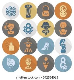 Design Elements for International Womens Day March 8, Icons. Vector
