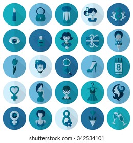 Design Elements for International Womens Day March 8, Icons. Vector
