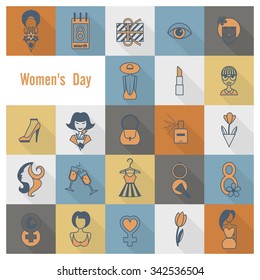 Design Elements for International Womens Day March 8, Icons. Vector