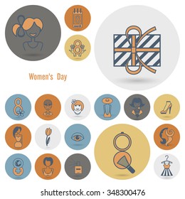 Design Elements for International Womens Day March 8, Icons. Vector