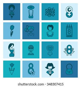Design Elements for International Womens Day March 8, Icons. Vector