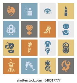 Design Elements for International Womens Day March 8, Icons. Vector