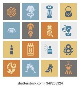 Design Elements for International Womens Day March 8, Icons. Vector