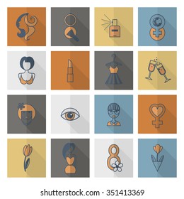 Design Elements for International Womens Day March 8, Icons. Vector