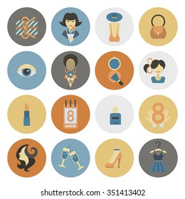 Design Elements for International Womens Day March 8, Icons. Vector