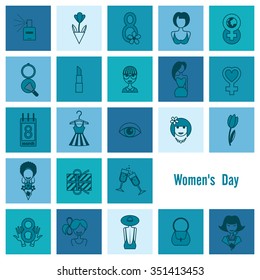 Design Elements for International Womens Day March 8, Icons. Vector