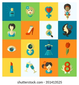 Design Elements for International Womens Day March 8, Icons. Vector