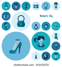 Design Elements for International Womens Day March 8, Icons. Vector