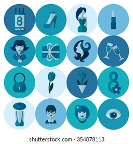 Design Elements for International Womens Day March 8, Icons. Vector