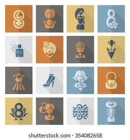 Design Elements for International Womens Day March 8, Icons. Vector