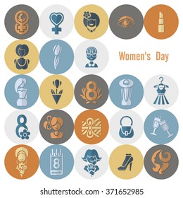 Design Elements for International Womens Day March 8, Icons. Vector