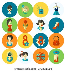 Design Elements for International Womens Day March 8, Icons. Vector