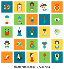 Design Elements for International Womens Day March 8, Icons. Vector