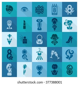 Design Elements for International Womens Day March 8, Icons. Vector