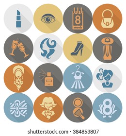 Design Elements for International Womens Day March 8, Icons. Vector