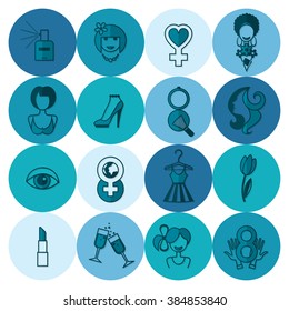 Design Elements for International Womens Day March 8, Icons. Vector
