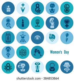 Design Elements for International Womens Day March 8, Icons. Vector