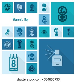 Design Elements for International Womens Day March 8, Icons. Vector