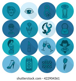 Design Elements for International Womens Day March 8, Icons. Vector