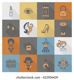 Design Elements for International Womens Day March 8, Icons. Vector