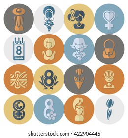 Design Elements for International Womens Day March 8, Icons. Vector