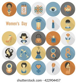 Design Elements for International Womens Day March 8, Icons. Vector