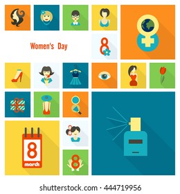 Design Elements for International Womens Day March 8, Icons. Vector