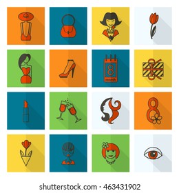 Design Elements for International Womens Day March 8, Icons. Vector