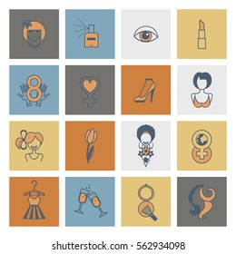 Design Elements for International Womens Day March 8, Icons. Vector. Minimum Points