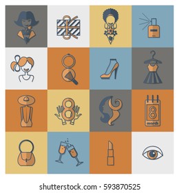 Design Elements for International Womens Day March 8, Icons. Vector