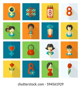 Design Elements for International Womens Day March 8, Icons. Vector